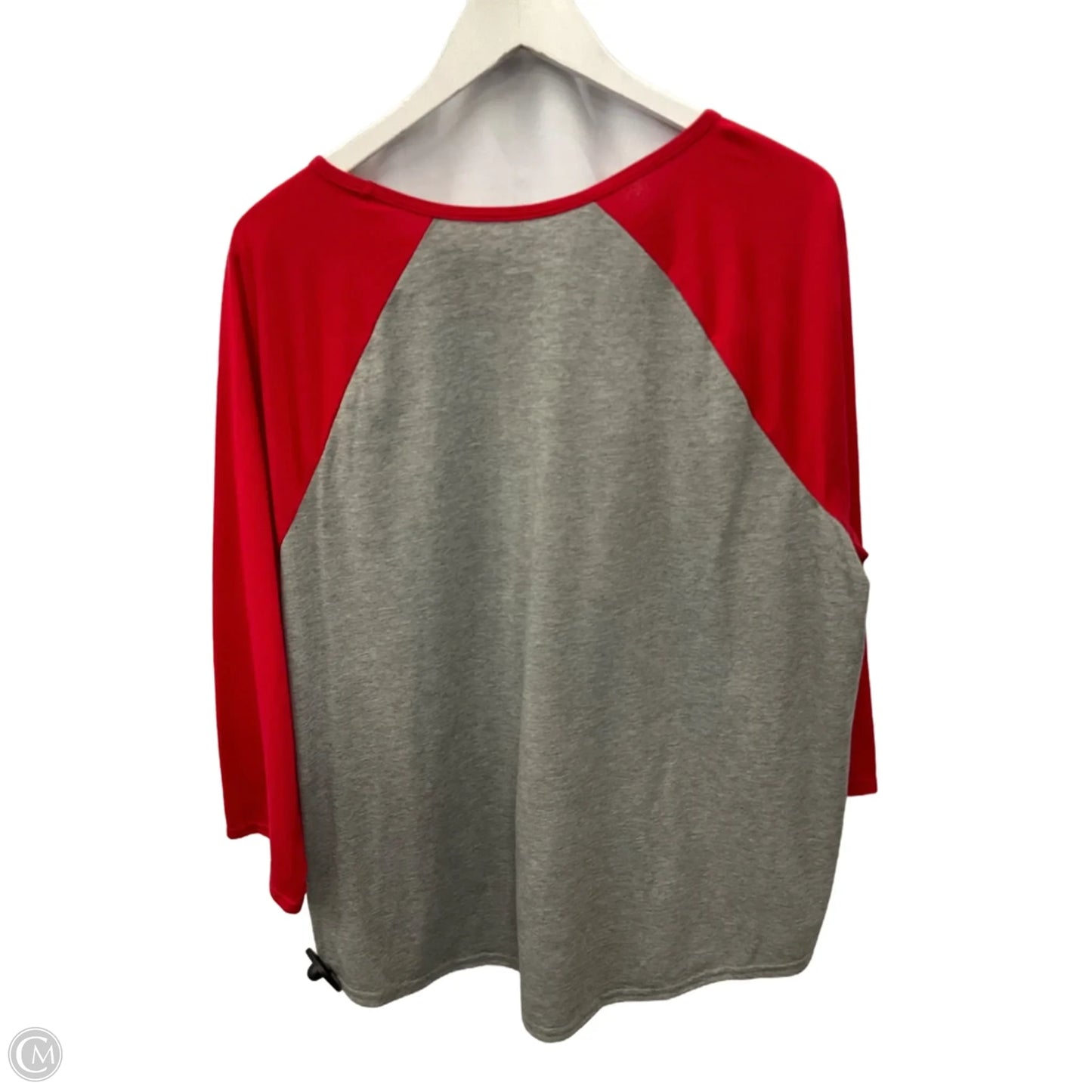 Top Long Sleeve By Cmf In Grey & Red, Size: 1x