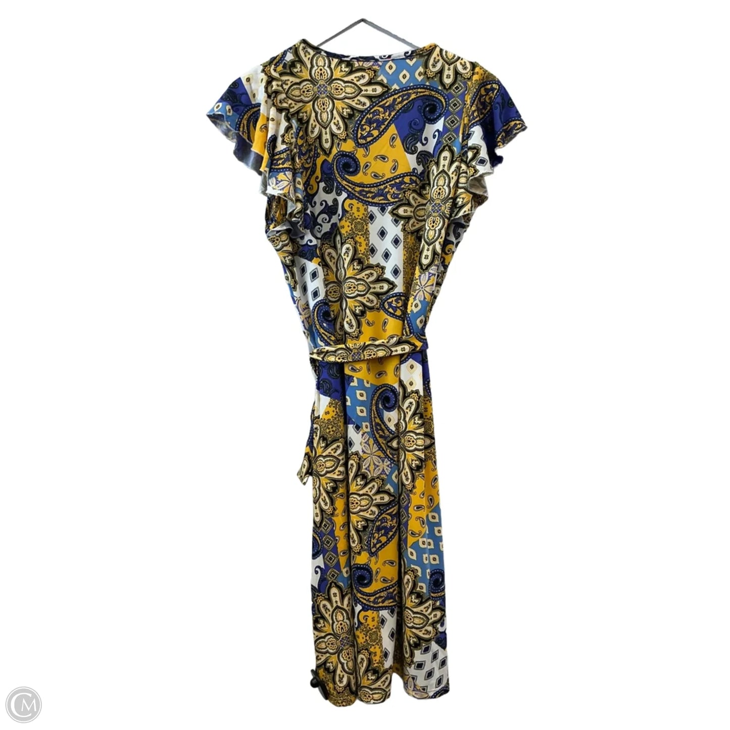 Dress Casual Midi By Sunny Leigh In Blue & Yellow, Size: L
