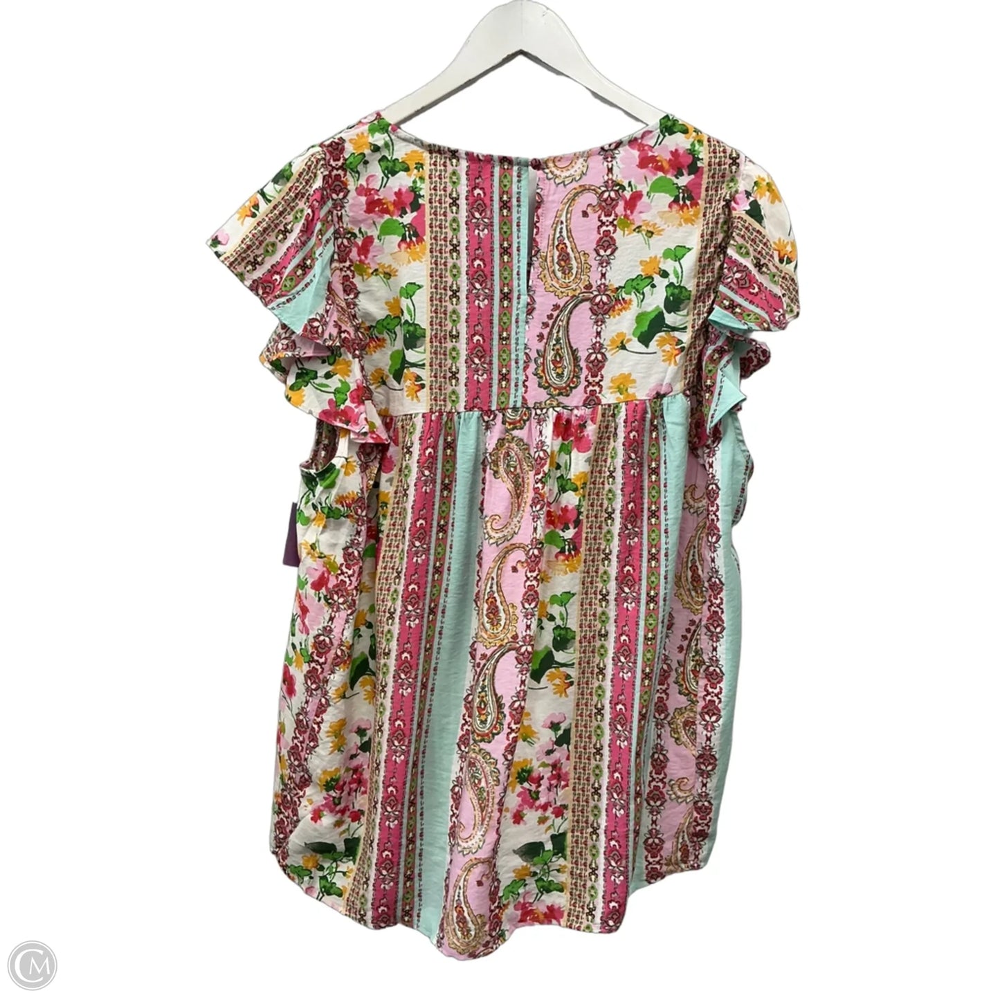 Top Short Sleeve By Emily Wonder In Floral Print, Size: 1x