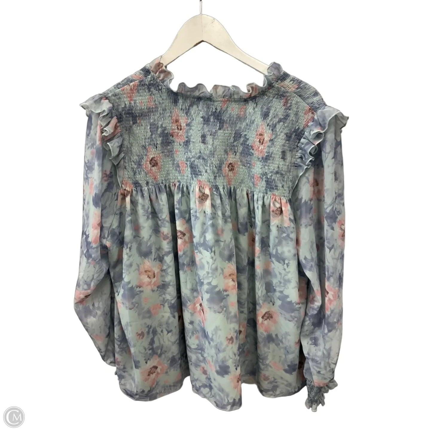 Top Long Sleeve By Grace + Karma In Blue, Size: 1x