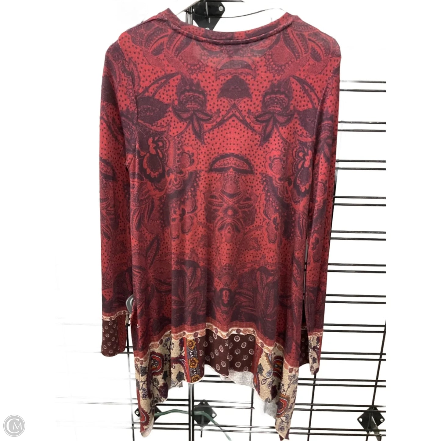 Tunic Long Sleeve By Desigual In Maroon, Size: L