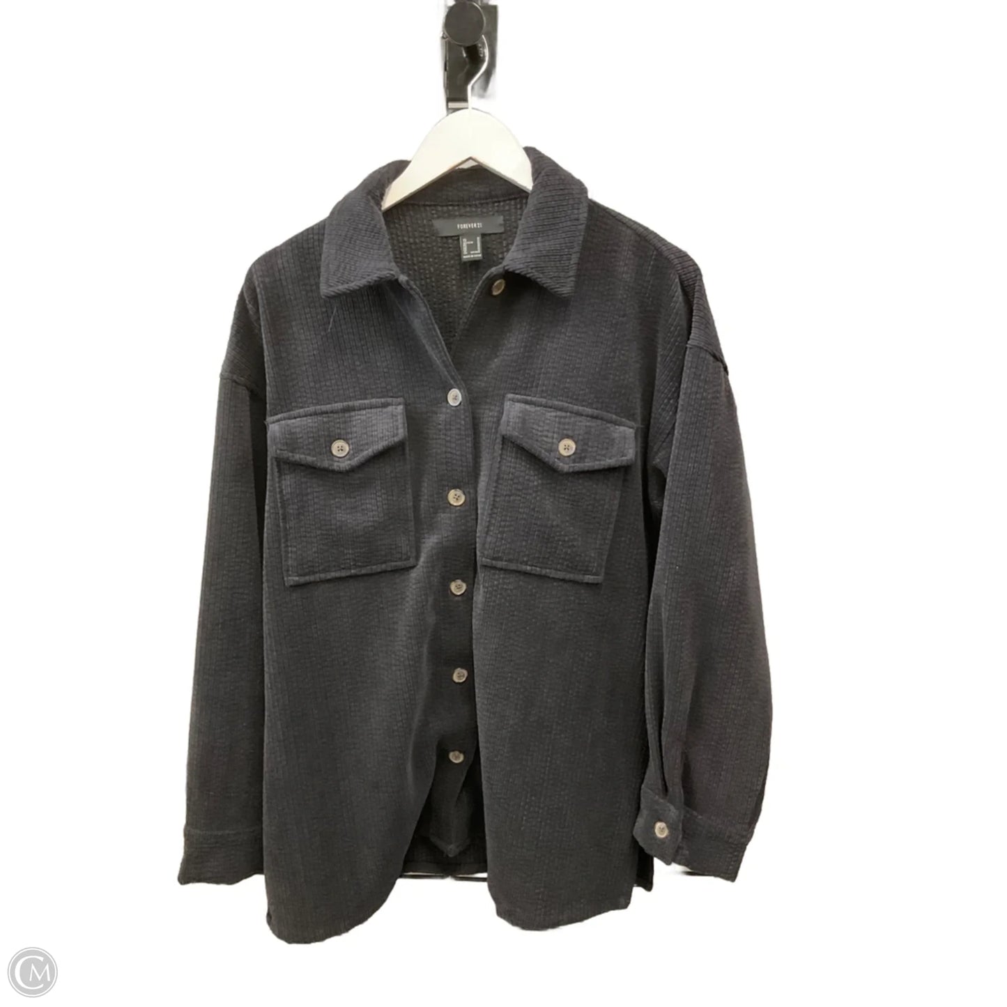 Jacket Shirt By Forever 21 In Black, Size: M