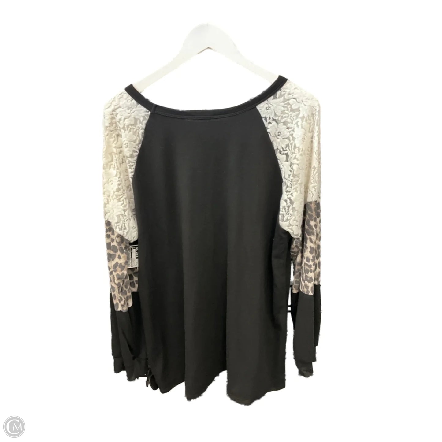 Top Long Sleeve Basic By Heimish Usa In Black & Cream, Size: 3x