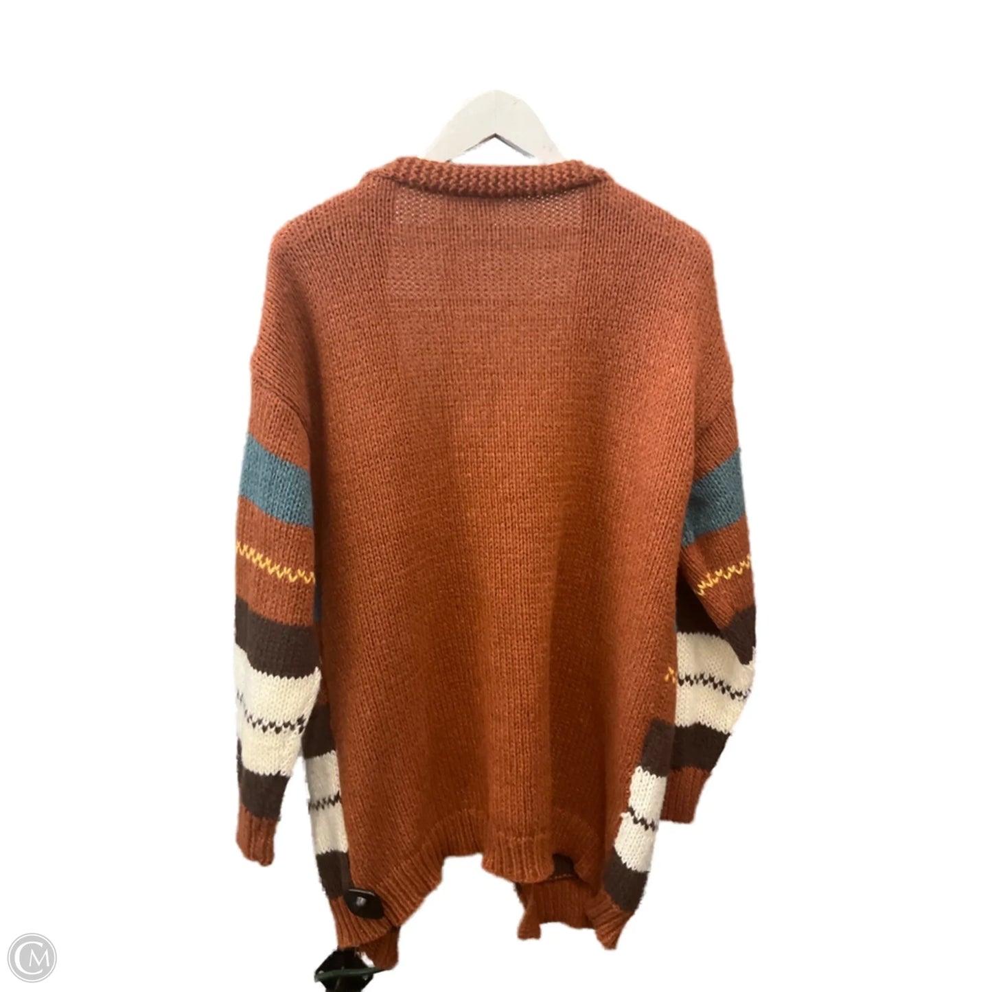 Sweater Cardigan By Clothes Mentor In Brown & Green, Size: 1x