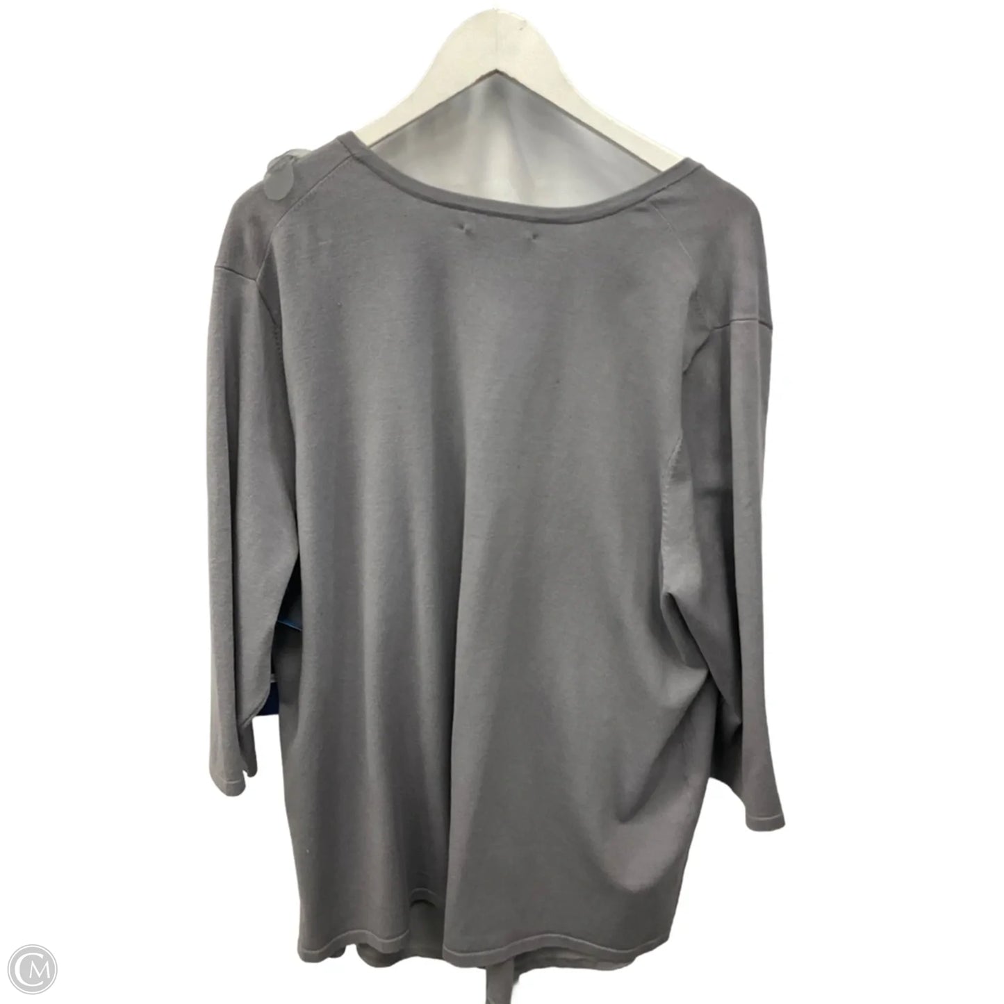 Sweater Cardigan By Cable And Gauge In Grey, Size: 2x