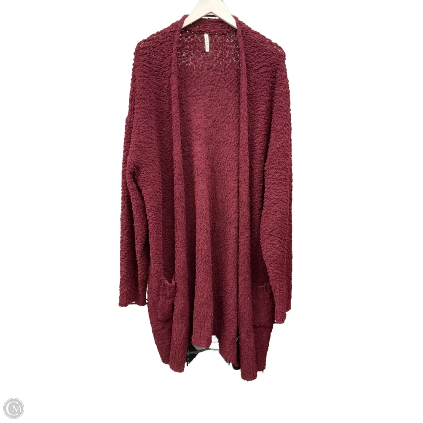 Sweater Cardigan By Clothes Mentor In Maroon, Size: 2x