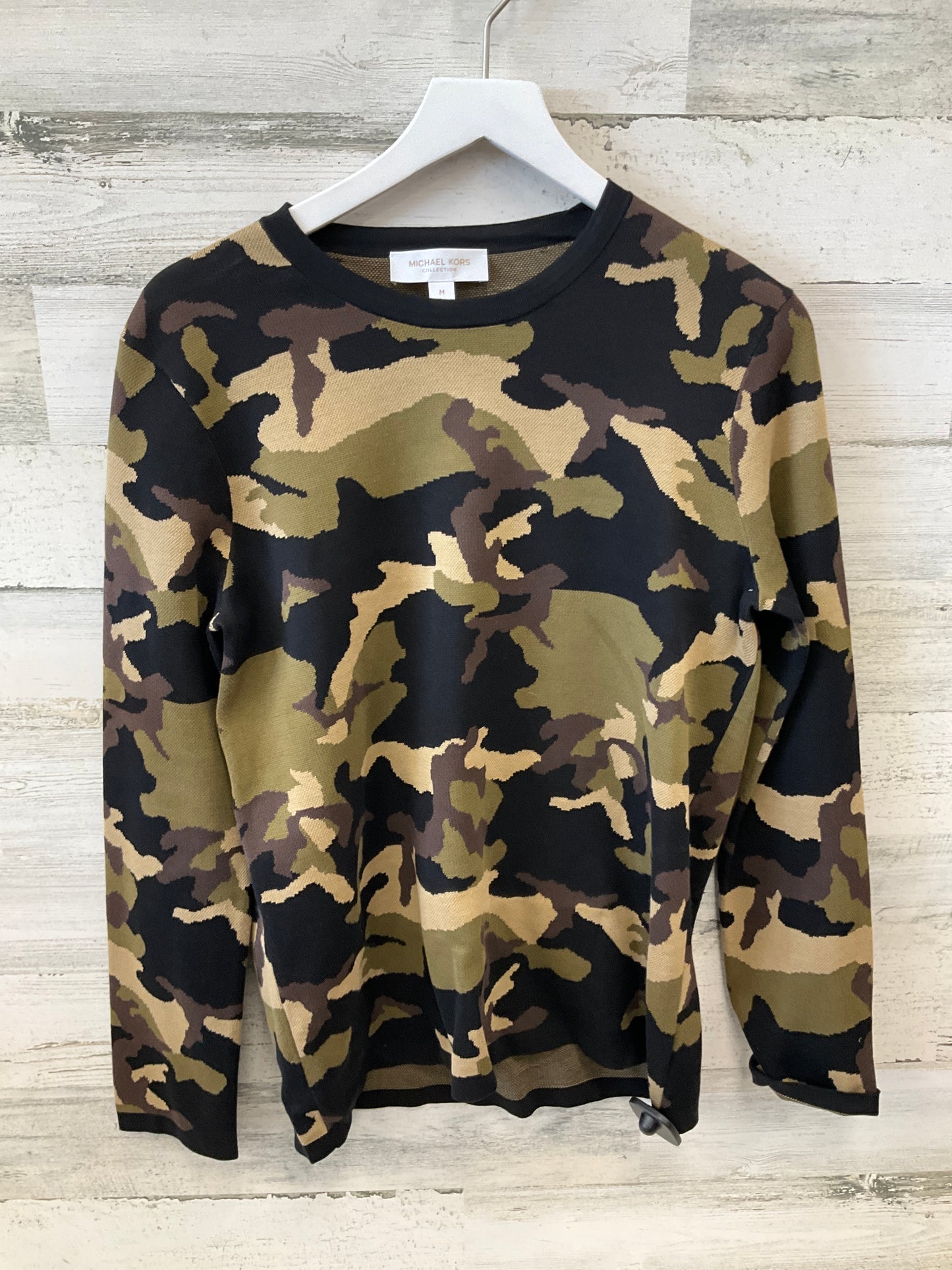 Top Long Sleeve Designer By Michael Kors Collection In Camouflage Print, Size: M