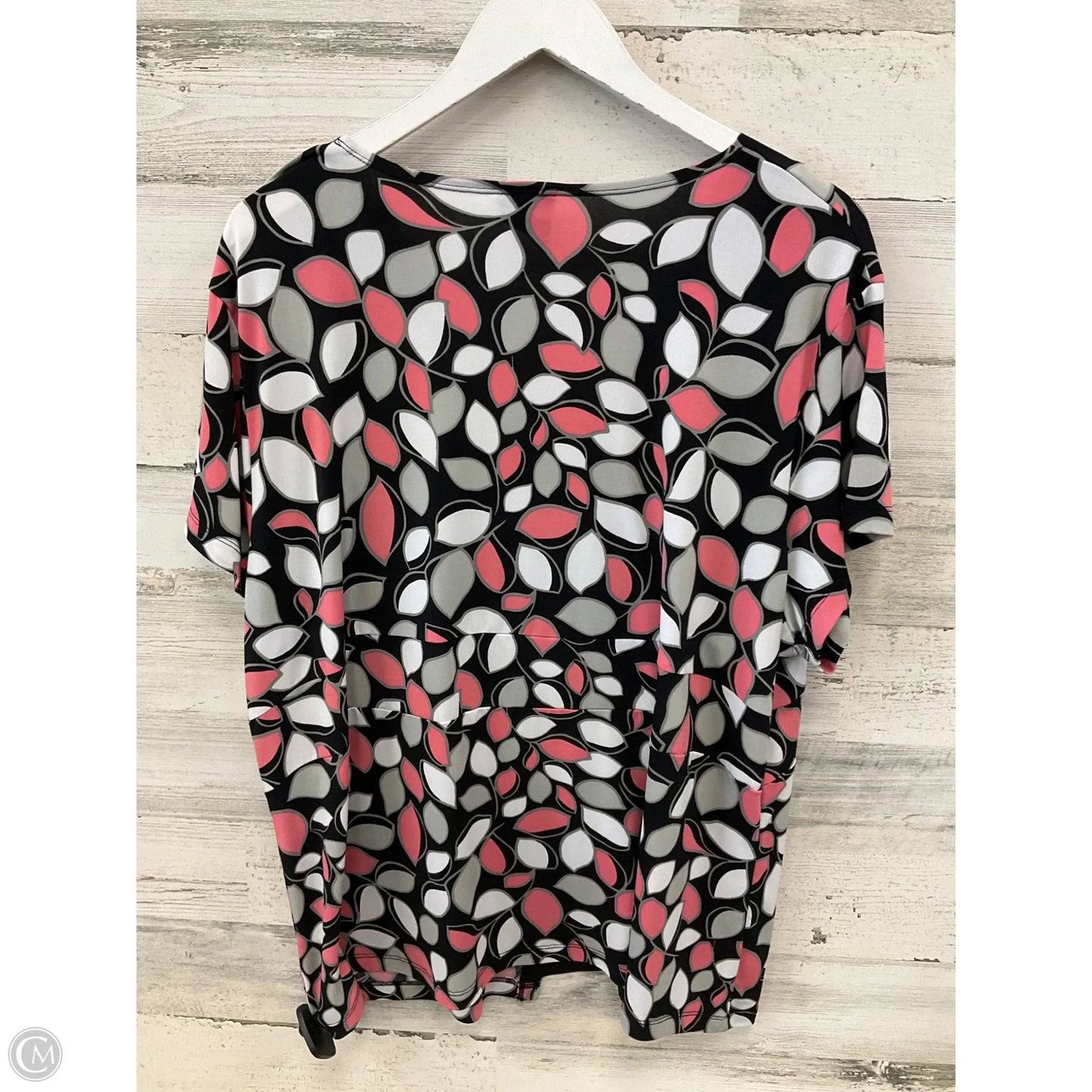 Blouse Short Sleeve By East 5th In Black & Pink, Size: 2x