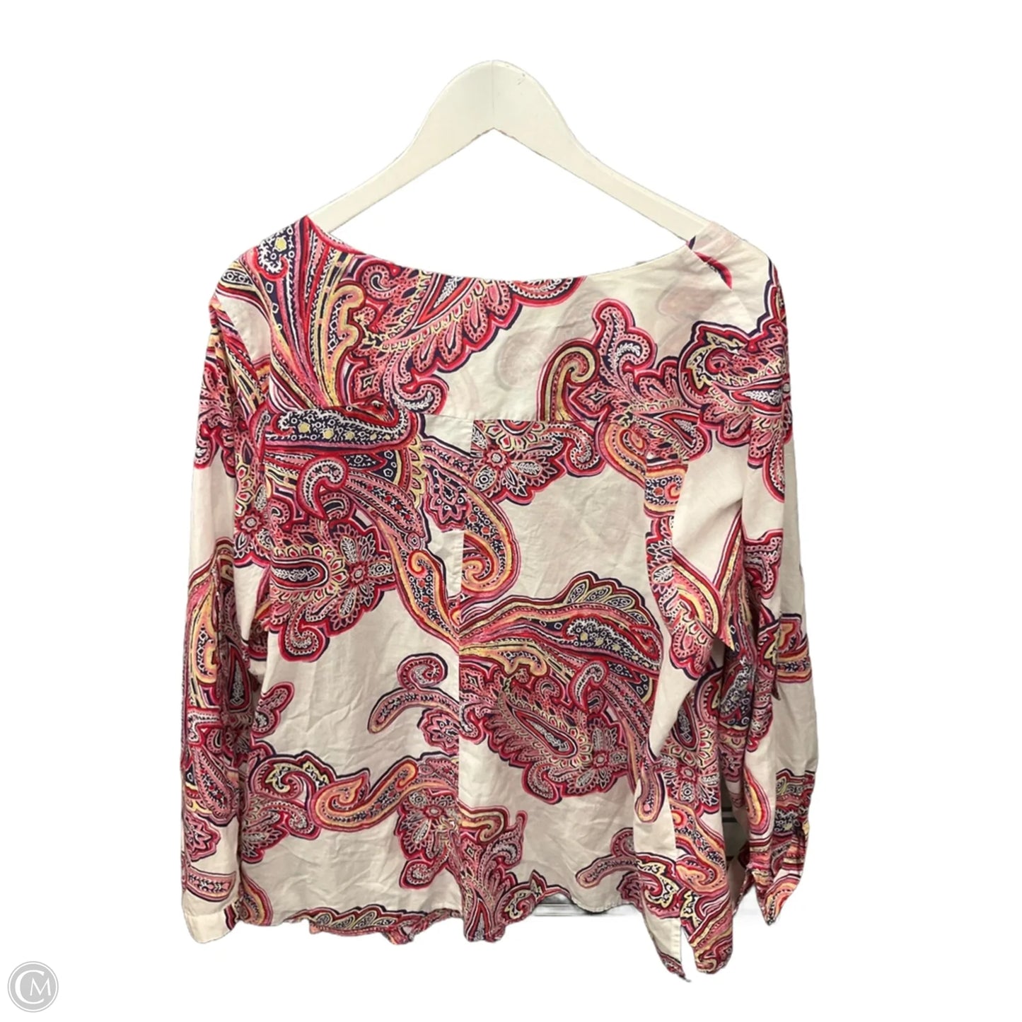 Top Long Sleeve By Liz Claiborne In Pink & White, Size: 3x