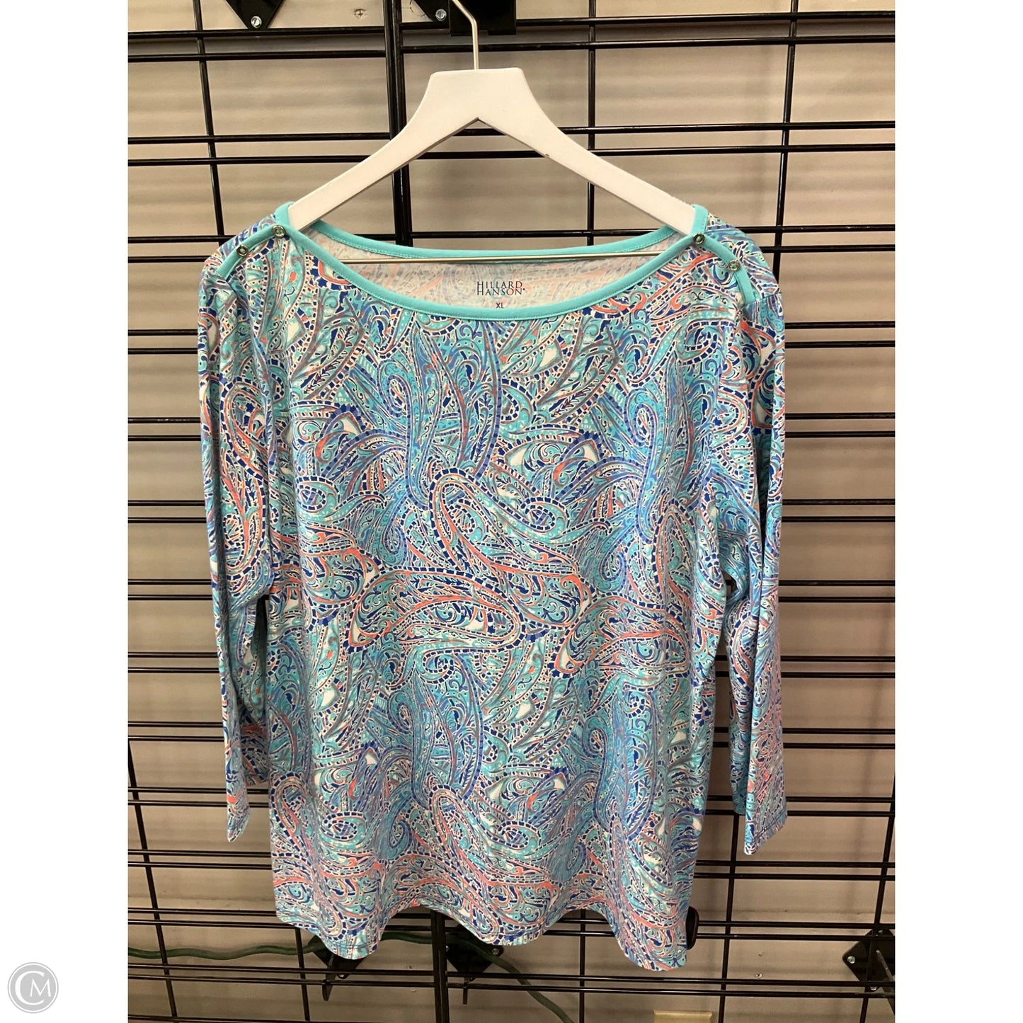 Top 3/4 Sleeve By Hillard And Hanson In Aqua, Size: Xl