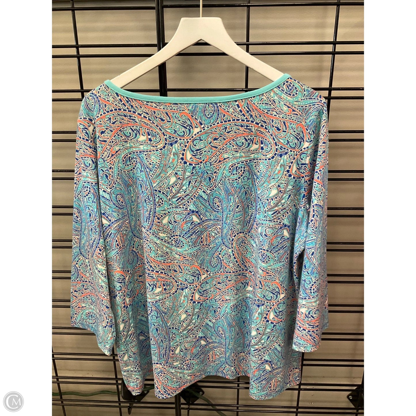 Top 3/4 Sleeve By Hillard And Hanson In Aqua, Size: Xl