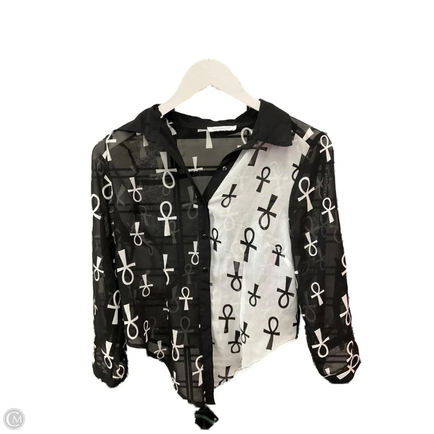 Top 3/4 Sleeve By Beachlunchlounge In Black & White, Size: S