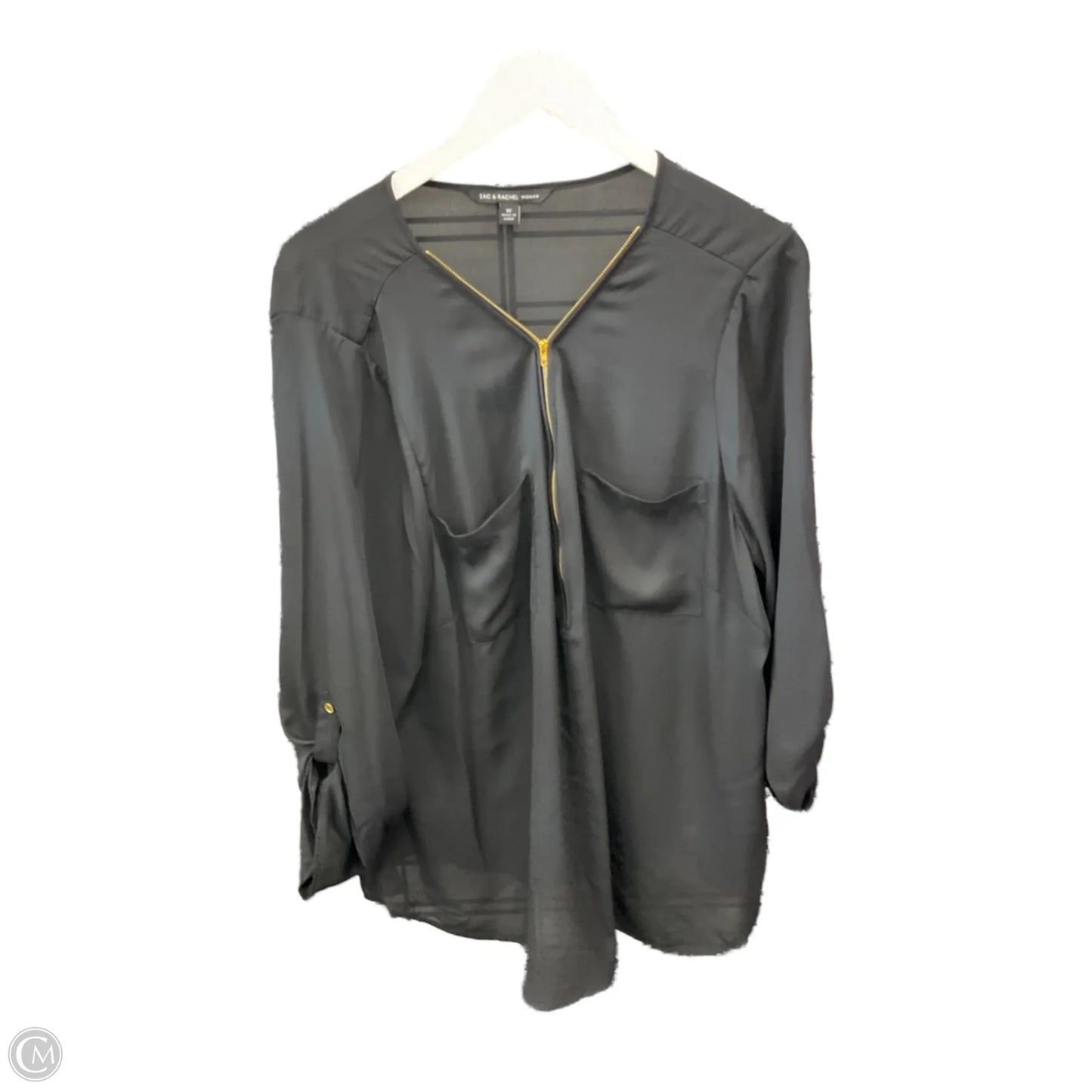 Top Long Sleeve By Zac And Rachel In Black, Size: 3x