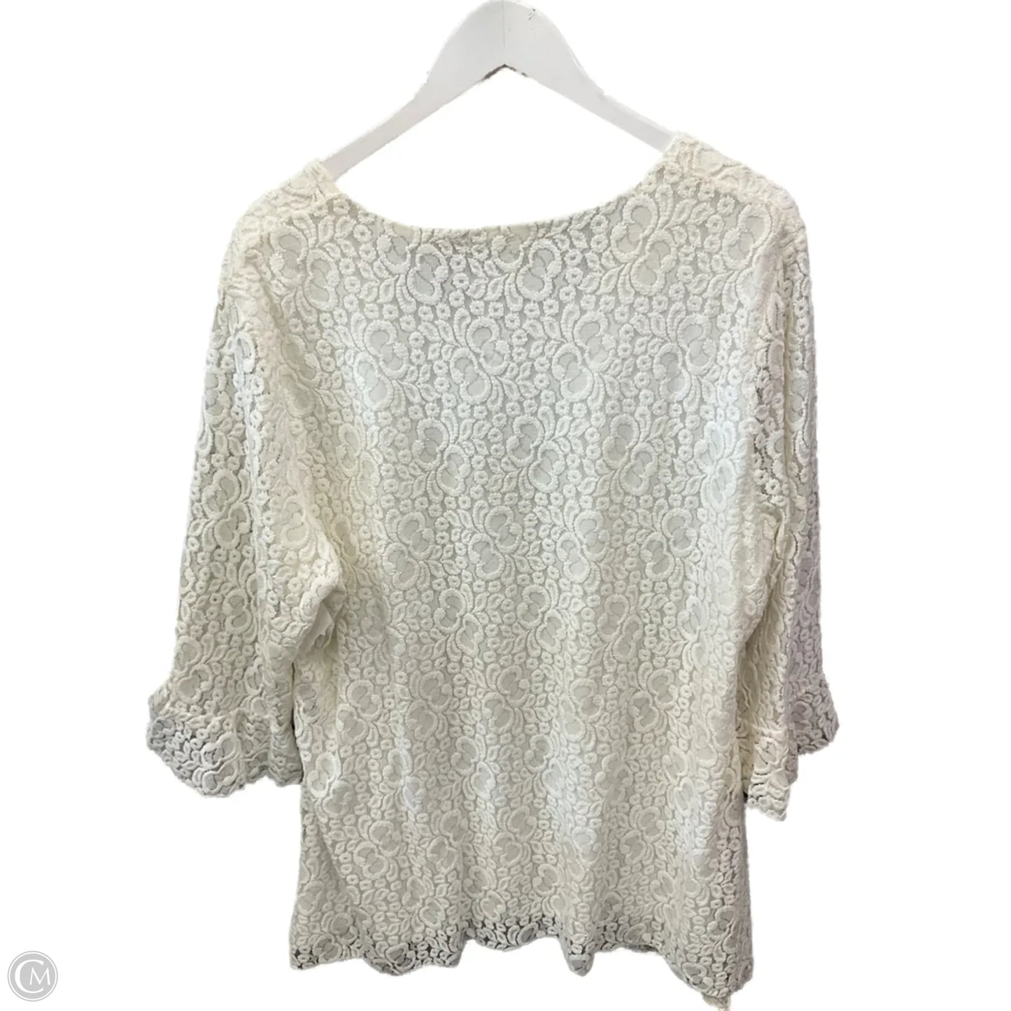 Top 3/4 Sleeve By Indigo Soul In Cream, Size: 3x