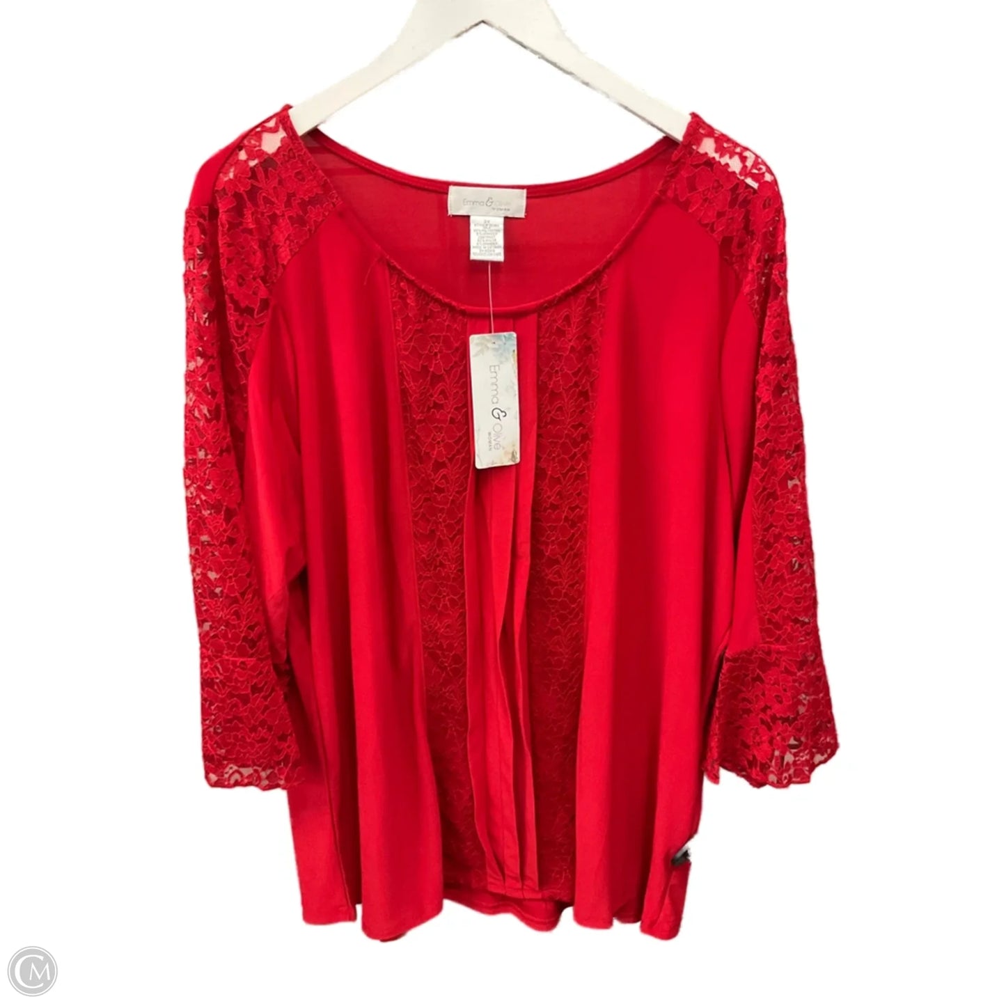 Top 3/4 Sleeve By Clothes Mentor In Red, Size: 3x