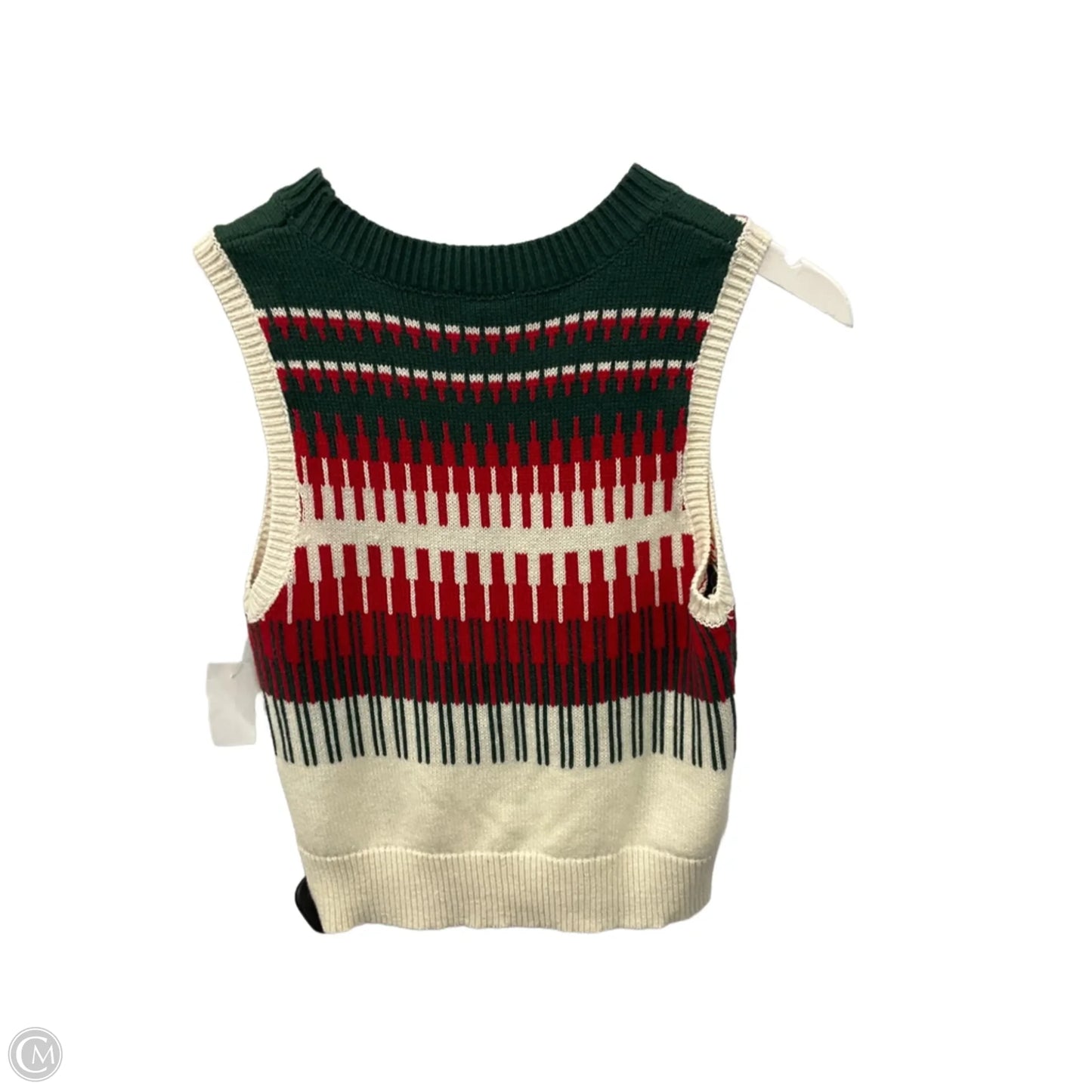 Vest Sweater By Le Lis In Green & Red, Size: S