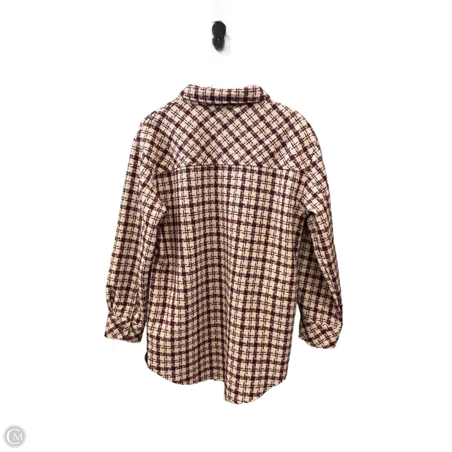 Jacket Shirt By Kori America In Cream & Red, Size: L
