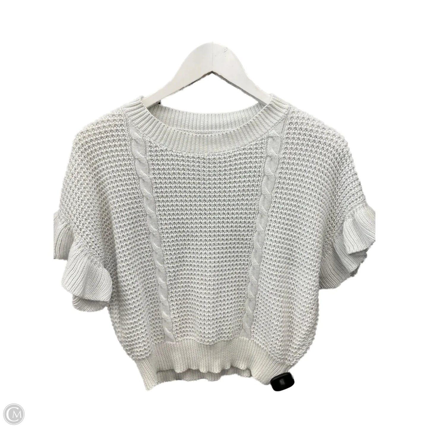 Sweater Short Sleeve By Cme In White, Size: S