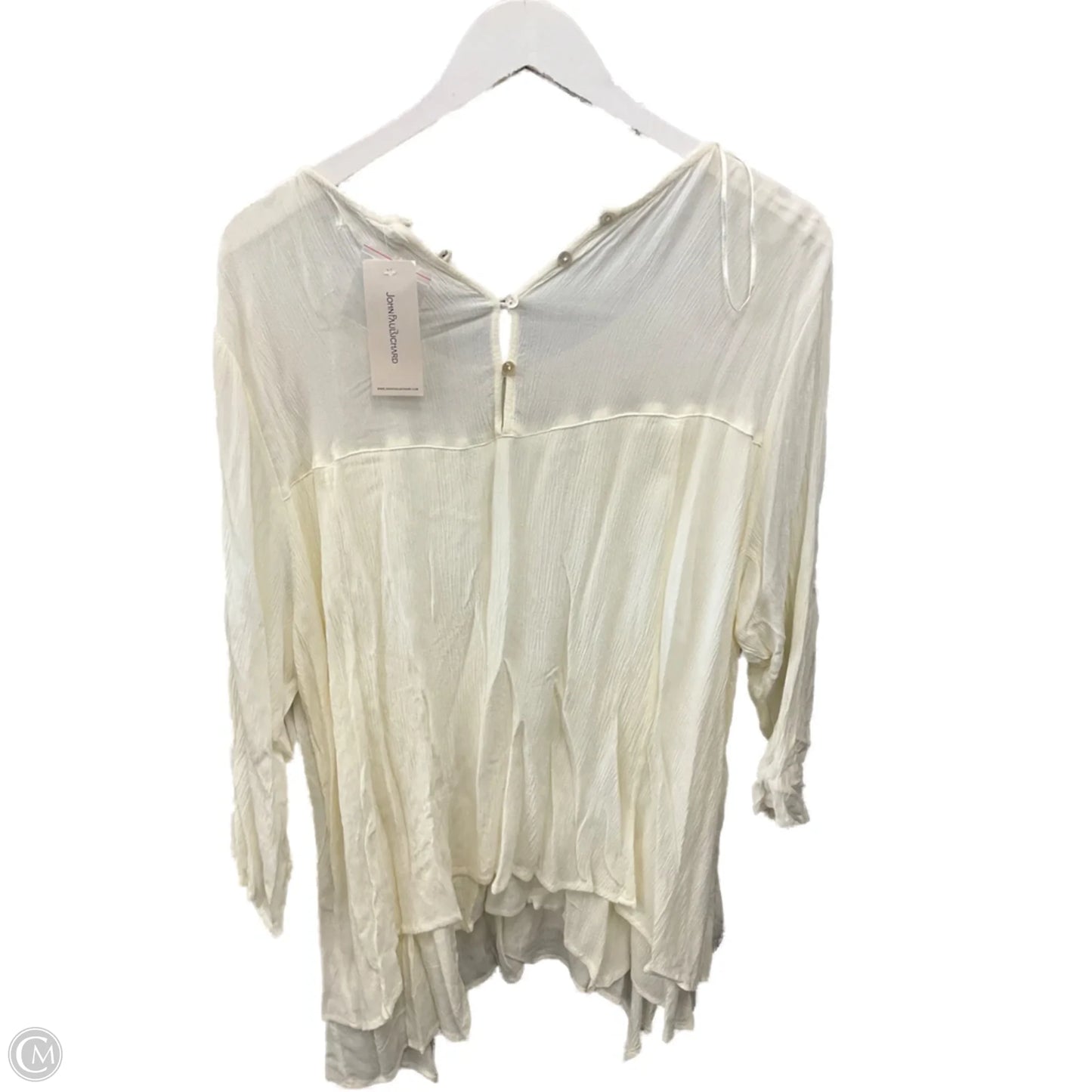Top 3/4 Sleeve By John Paul Richard In Cream, Size: 1x