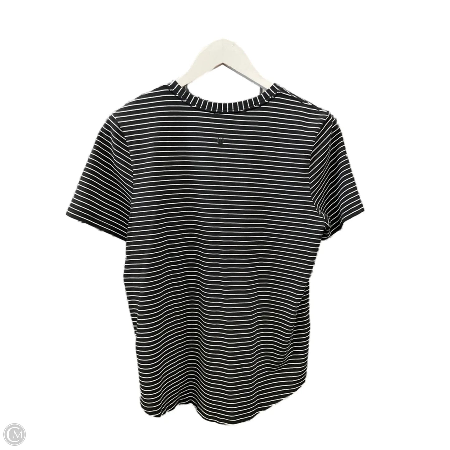 Athletic Top Short Sleeve By Lululemon In Black & White, Size: 8