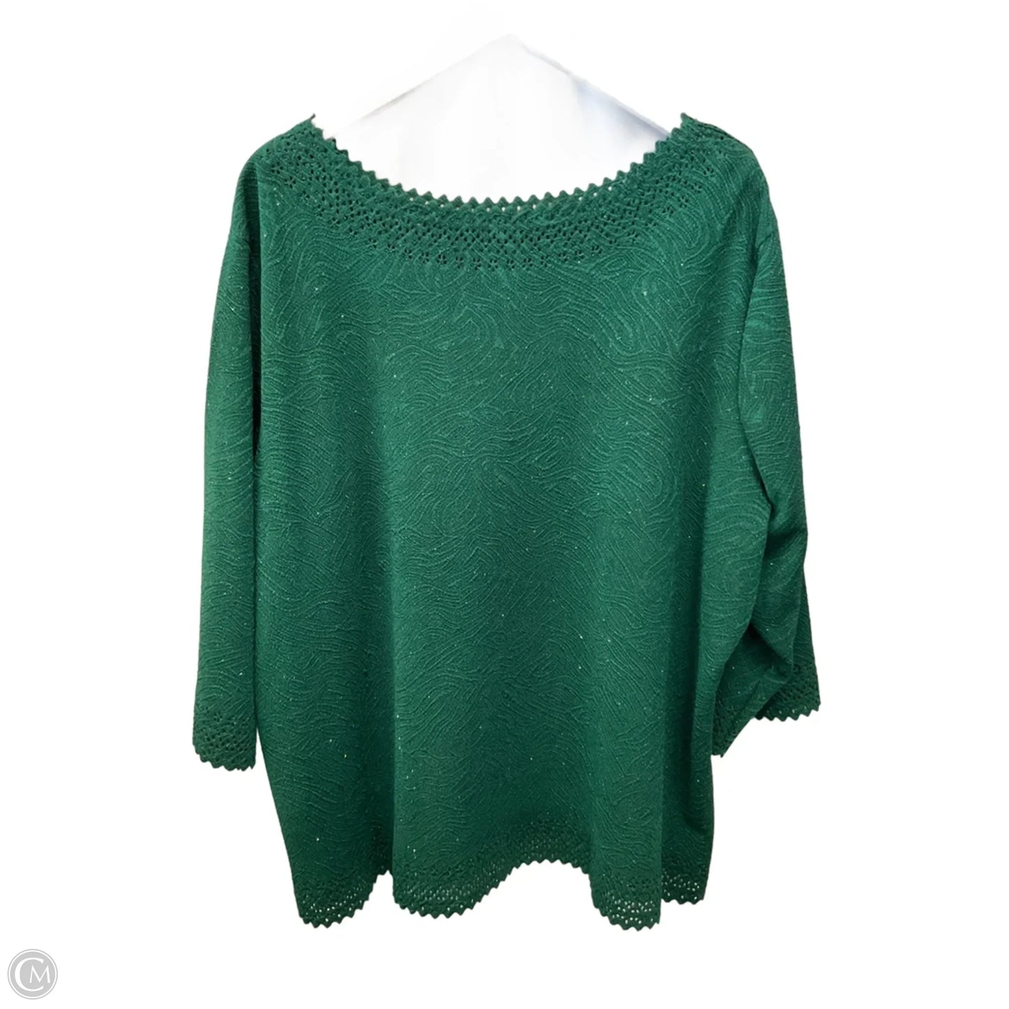 Top 3/4 Sleeve By Clothes Mentor In Green, Size: 3x
