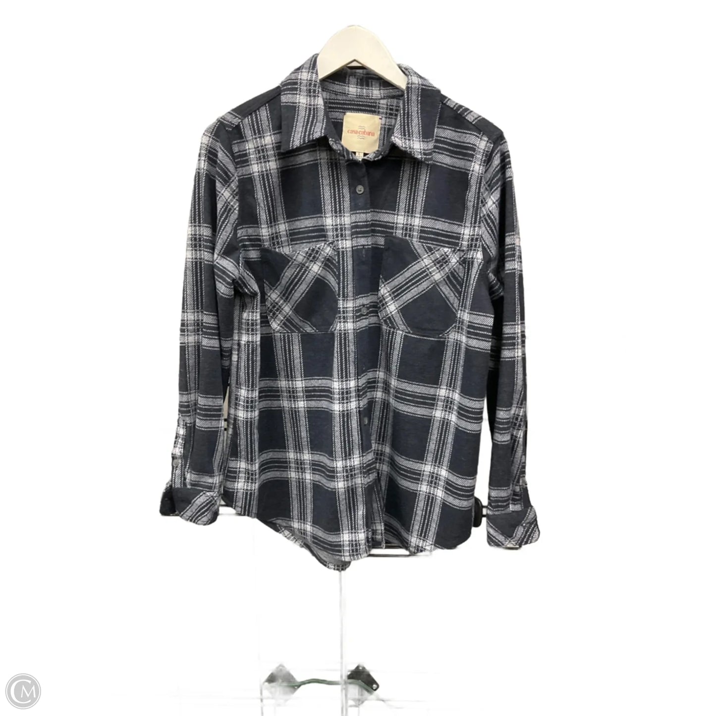 Jacket Shirt By Clothes Mentor In Blue, Size: L