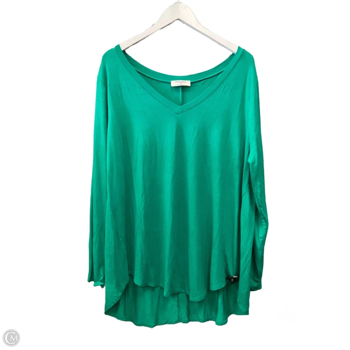 Top Long Sleeve Basic By Zenana In Green, Size: 3x