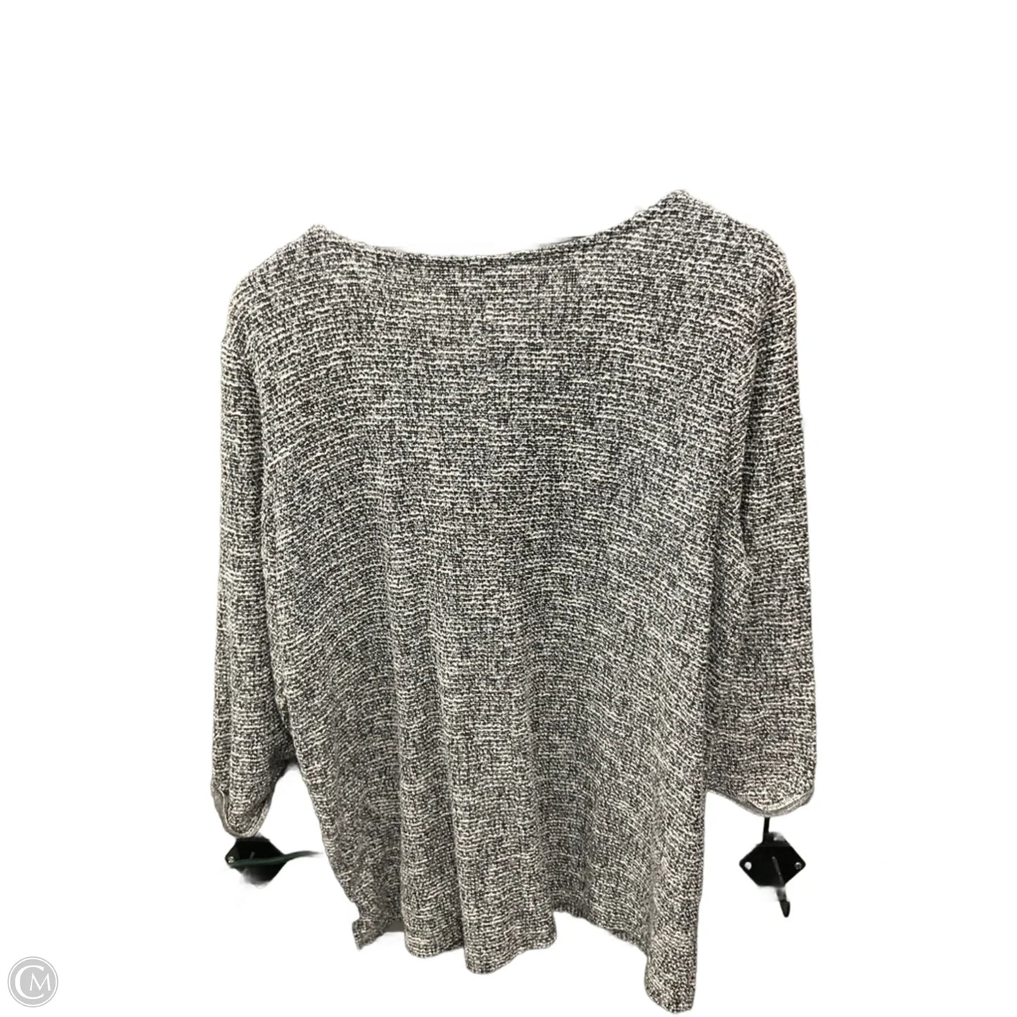 Top 3/4 Sleeve By Chicos In Black & White, Size: Xl