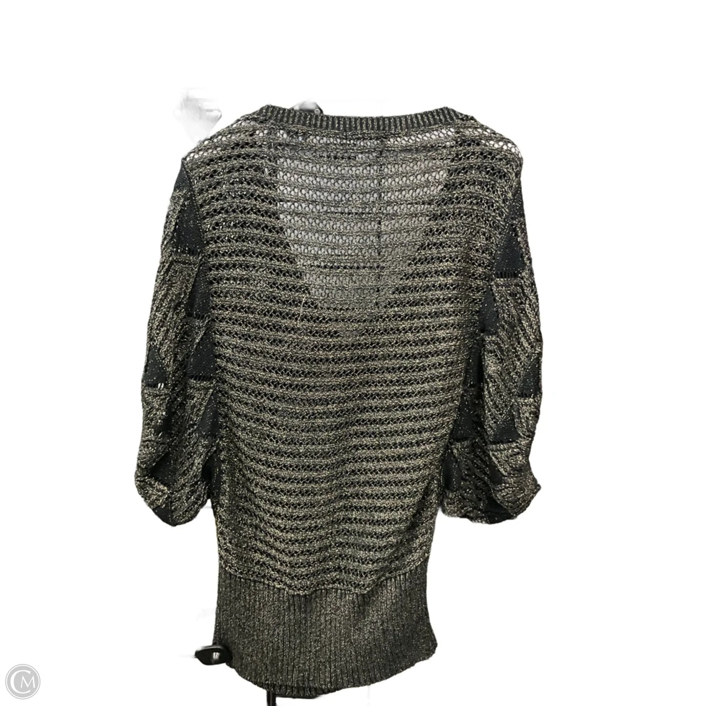 Top Short Sleeve By Bill Blass In Black & Gold, Size: M