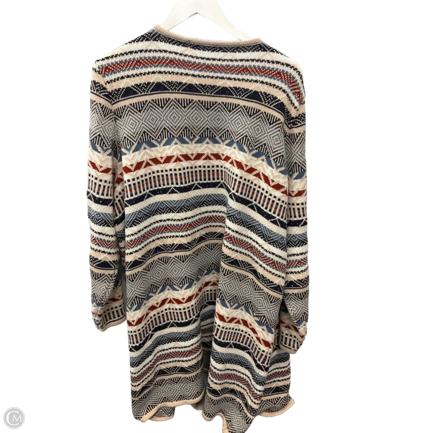 Sweater Cardigan By Clothes Mentor In Blue & Cream, Size: 2x