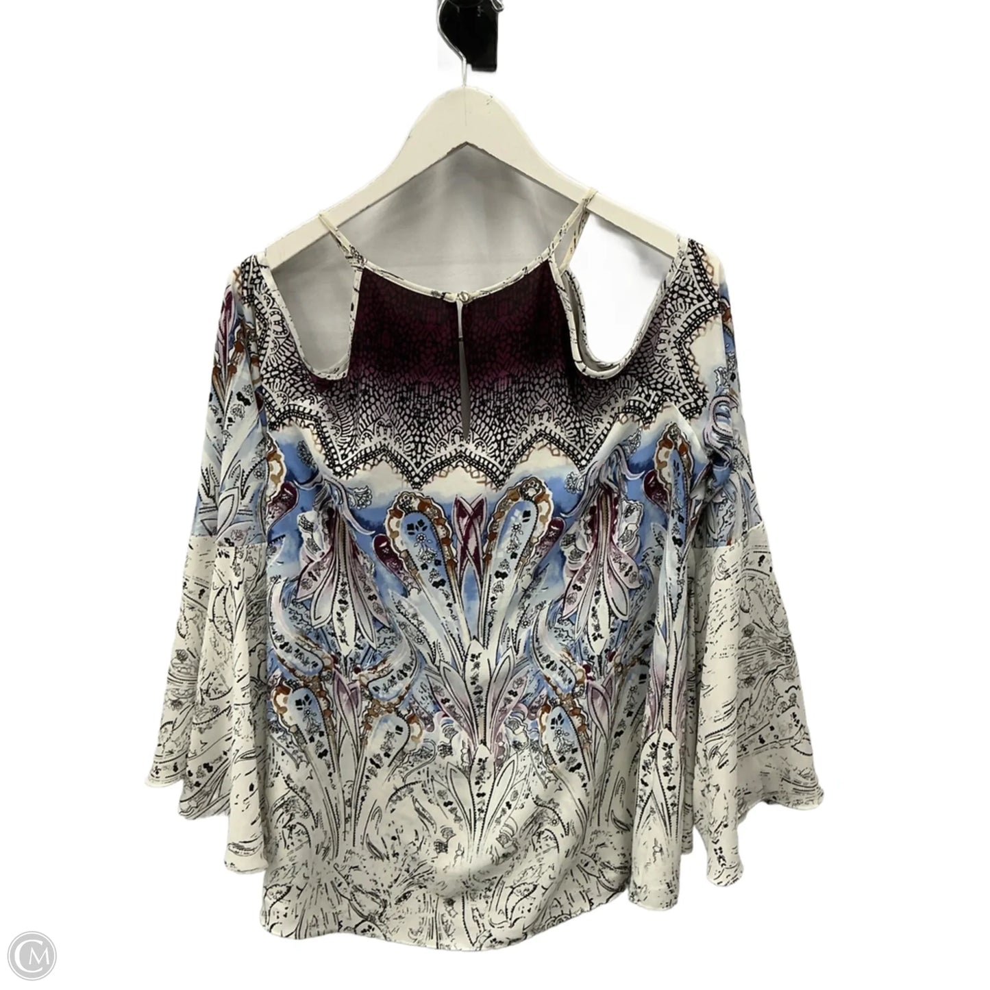 Top Long Sleeve By White House Black Market In Purple & White, Size: L