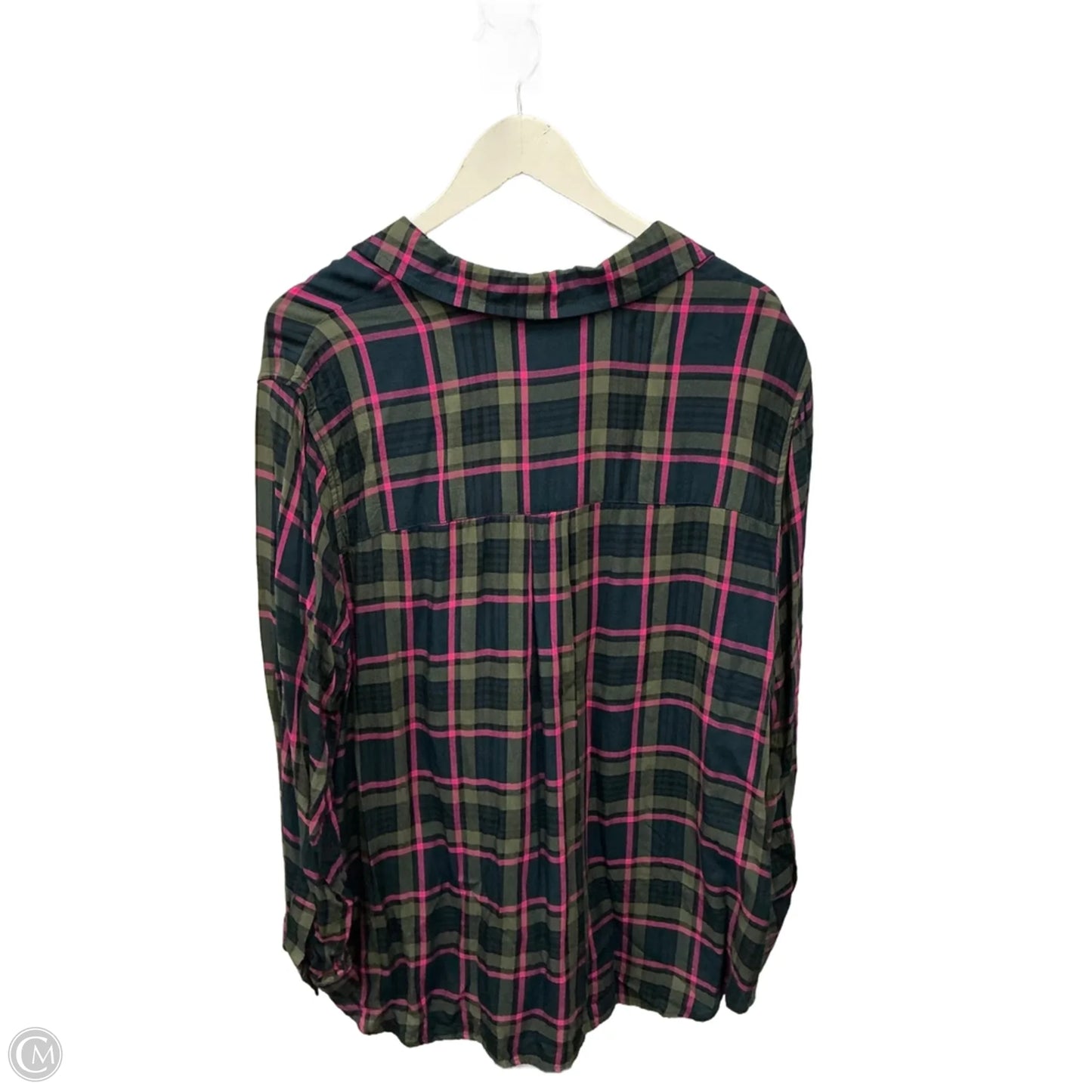 Top Long Sleeve By Love Fire In Green & Pink, Size: 2x