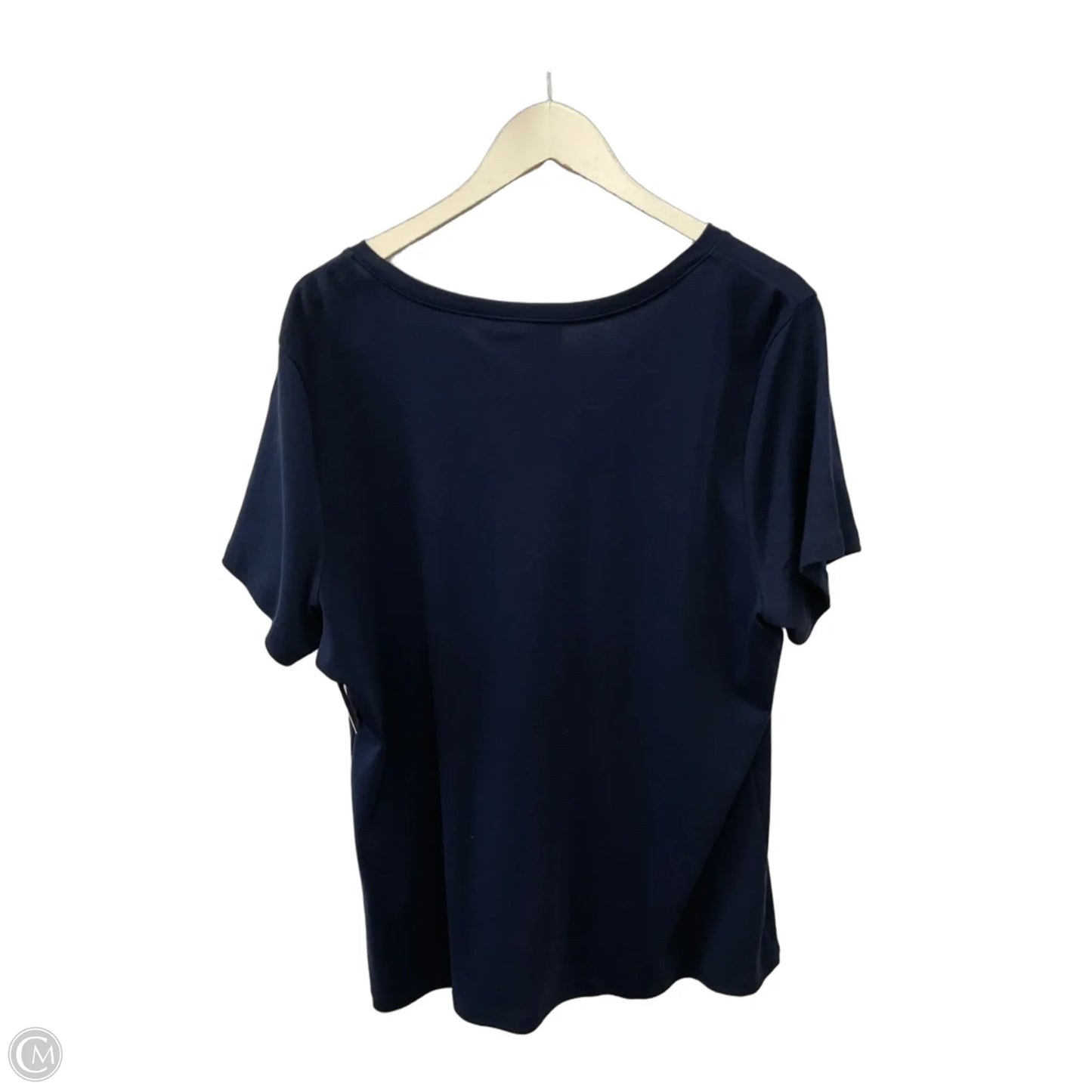 Top Short Sleeve By Karen Scott In Navy, Size: 1x