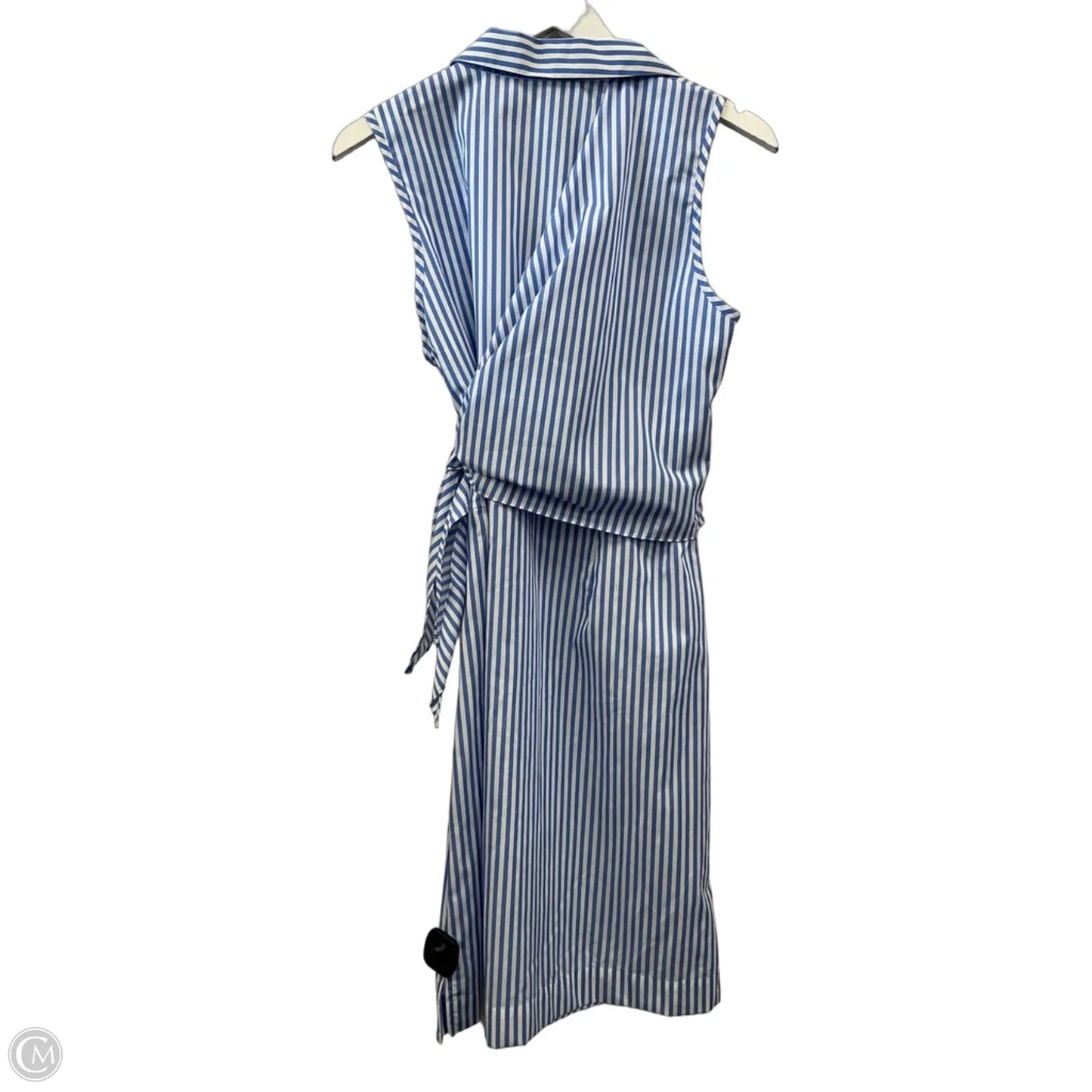 Dress Casual Midi By Foxcroft In Blue & White, Size: M