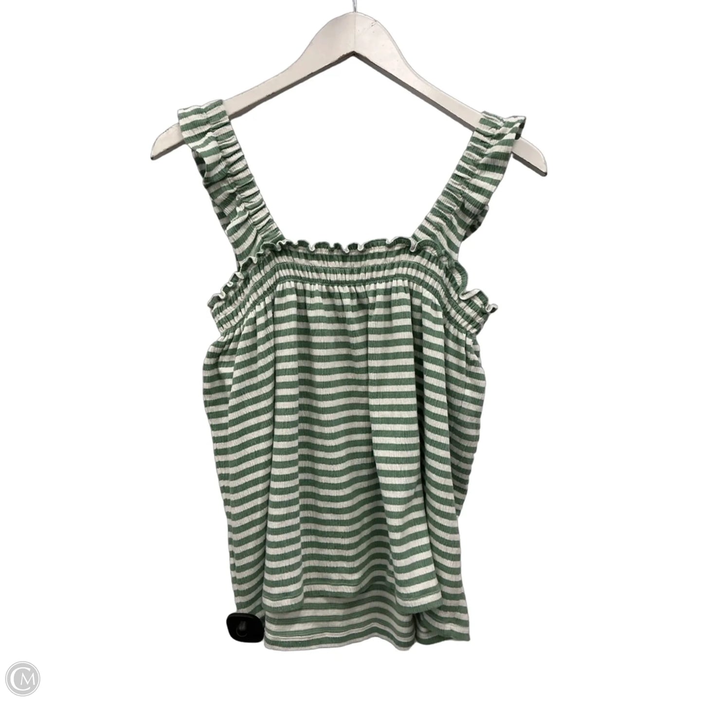 Top Sleeveless By Loft In Green & White, Size: L