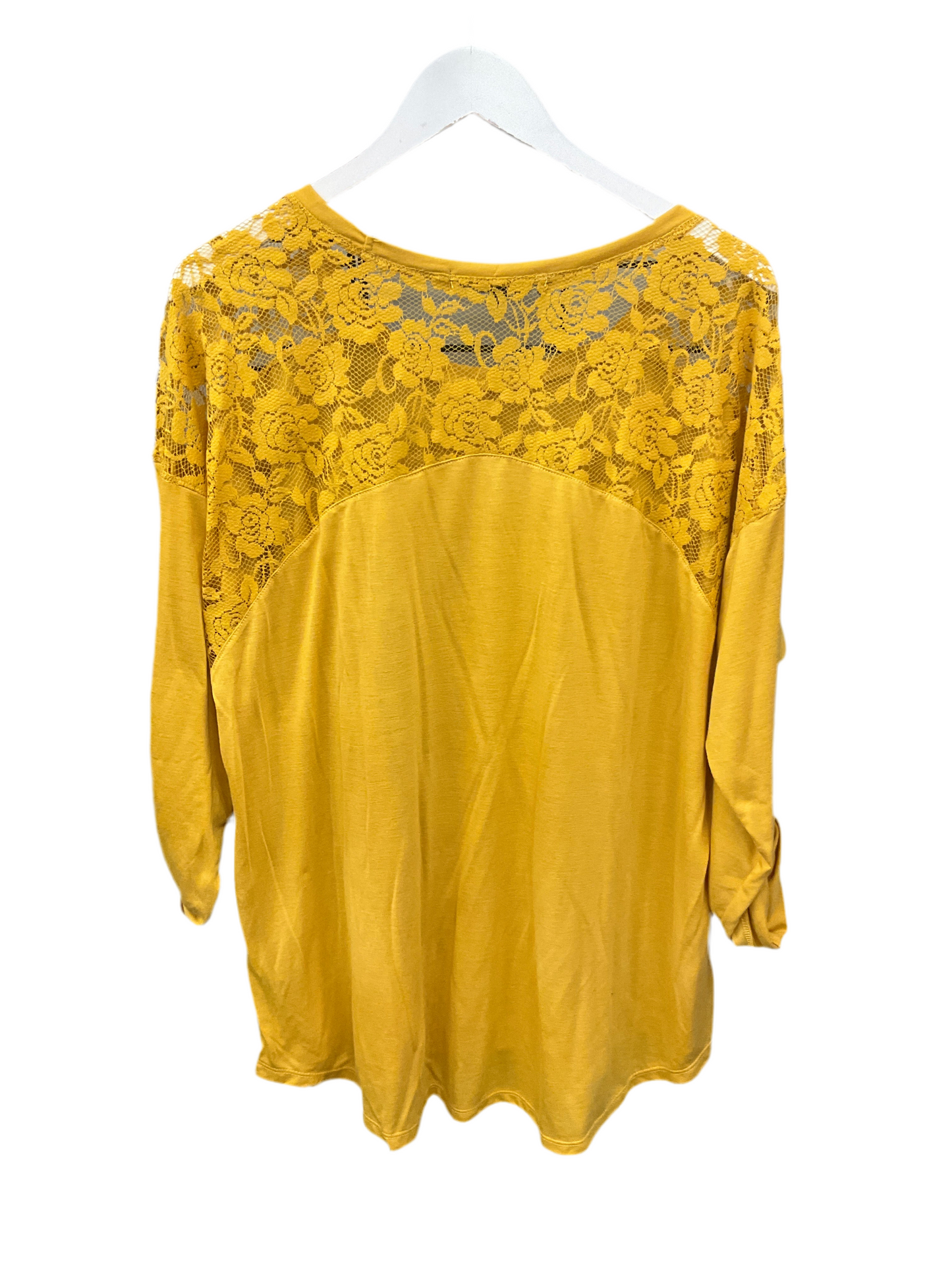 Top 3/4 Sleeve By Clothes Mentor In Yellow, Size:3X