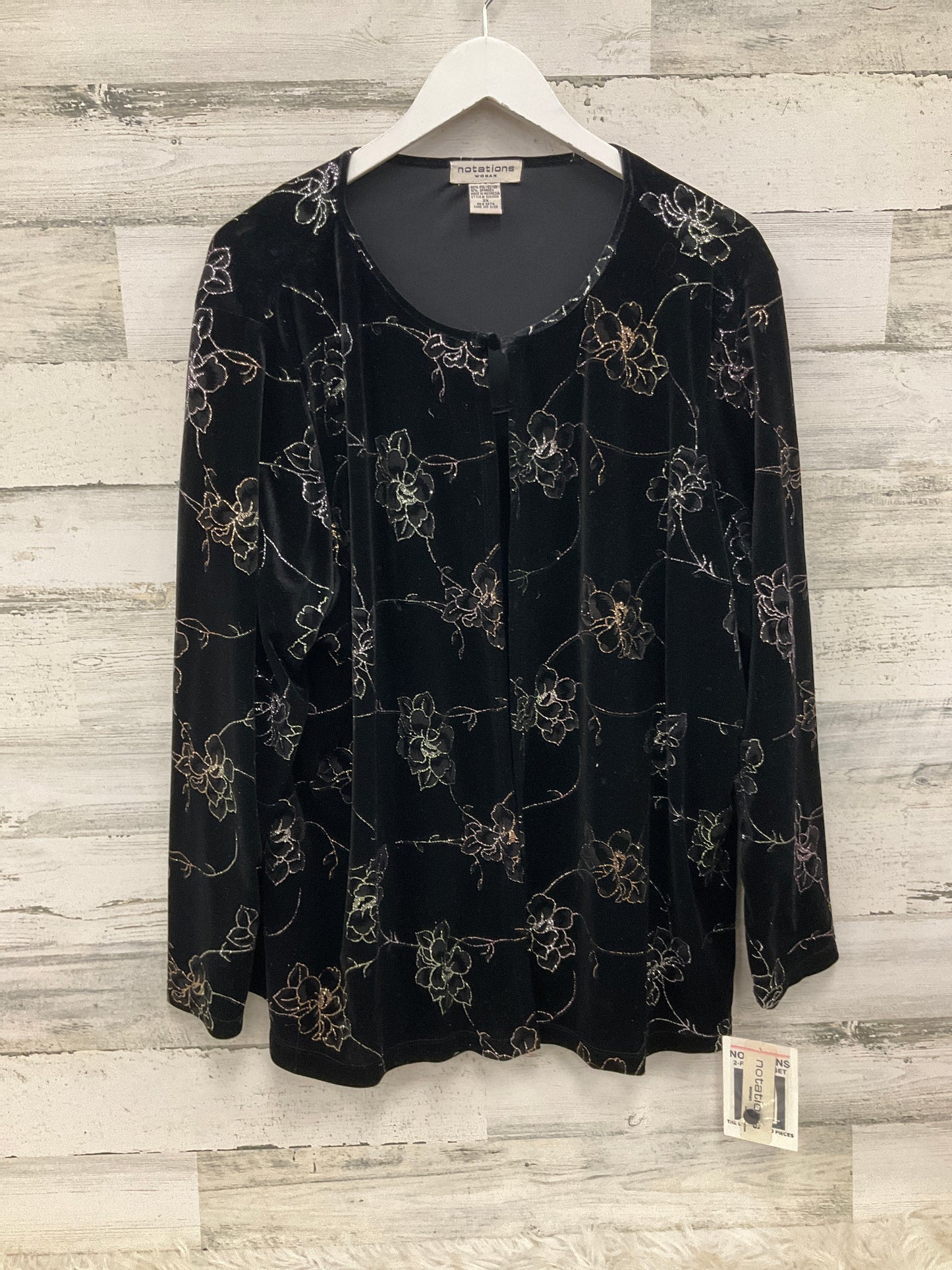 Top Long Sleeve By Notations In Black, Size: 3x