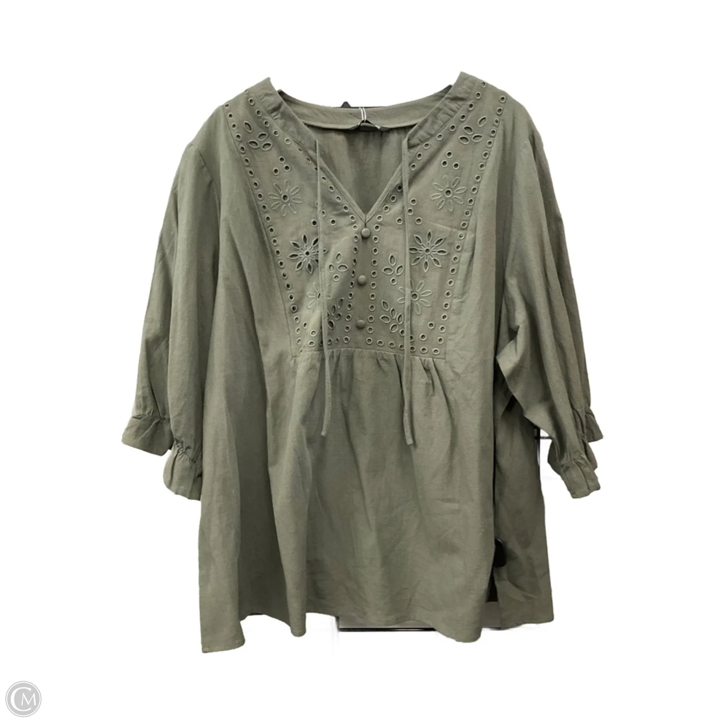 Top 3/4 Sleeve By Bloomchic In Green, Size: 4x