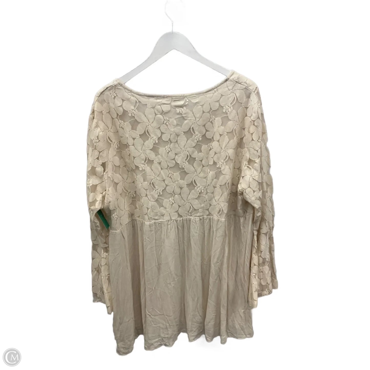 Top Long Sleeve By Indigo Soul In Cream, Size: 2x