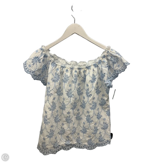 Top Short Sleeve By Adiva In Blue & White, Size: M