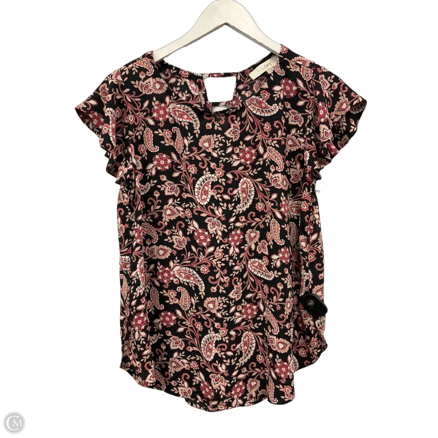 Top Short Sleeve By Loft In Black, Size: S