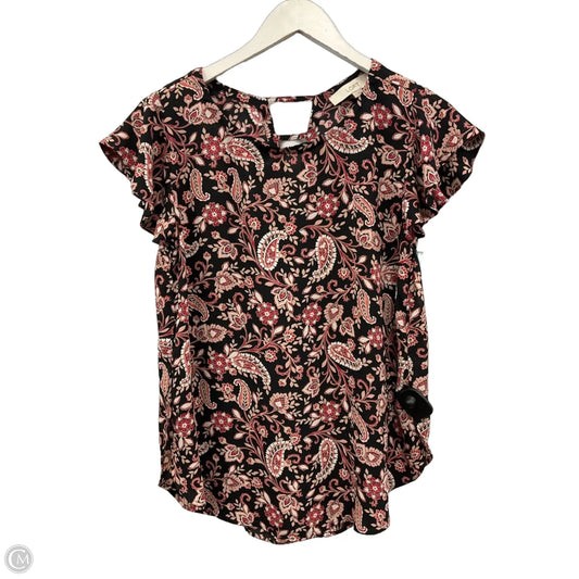 Top Short Sleeve By Loft In Black, Size: S