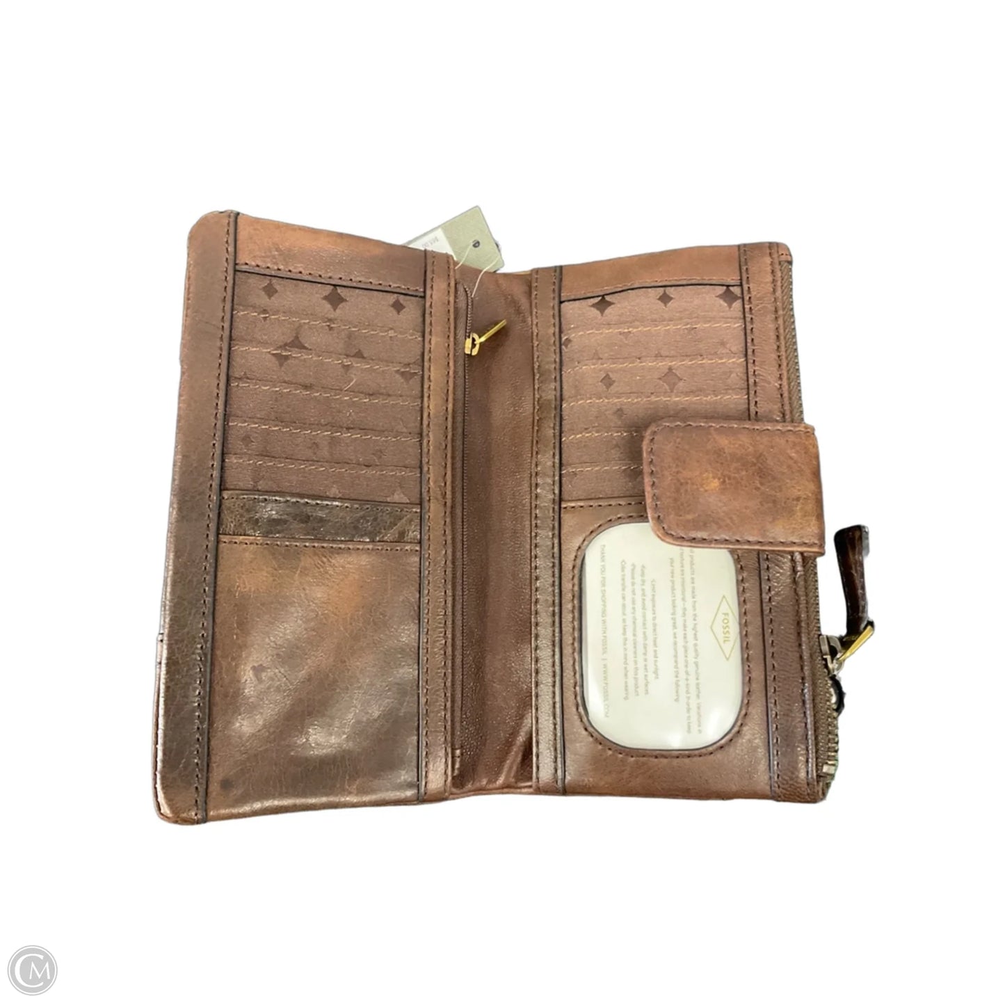 Wallet Leather By Fossil, Size: Medium