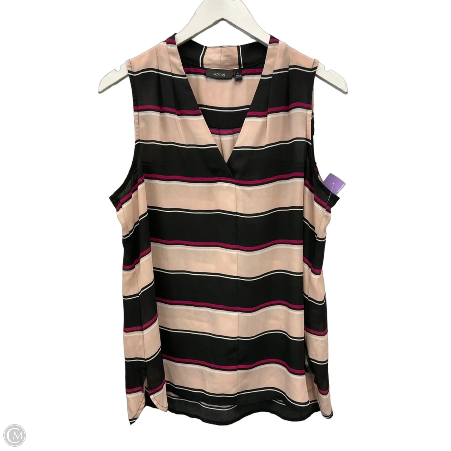 Top Sleeveless By Apt 9 In Black & Pink, Size: L