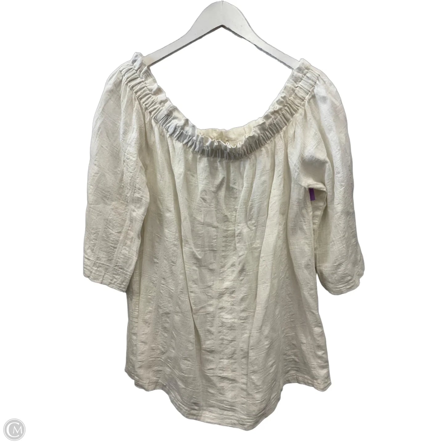 Top 3/4 Sleeve By Moon River In White, Size: L
