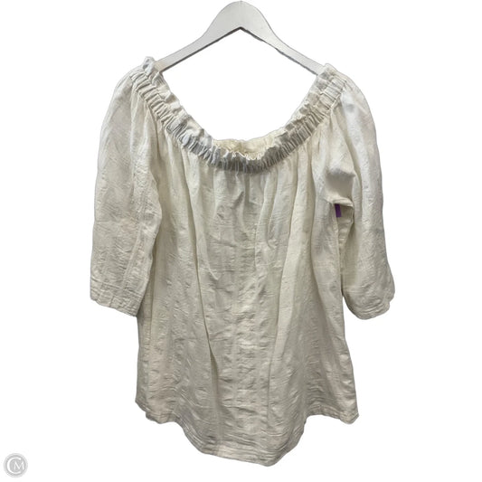 Top 3/4 Sleeve By Moon River In White, Size: L