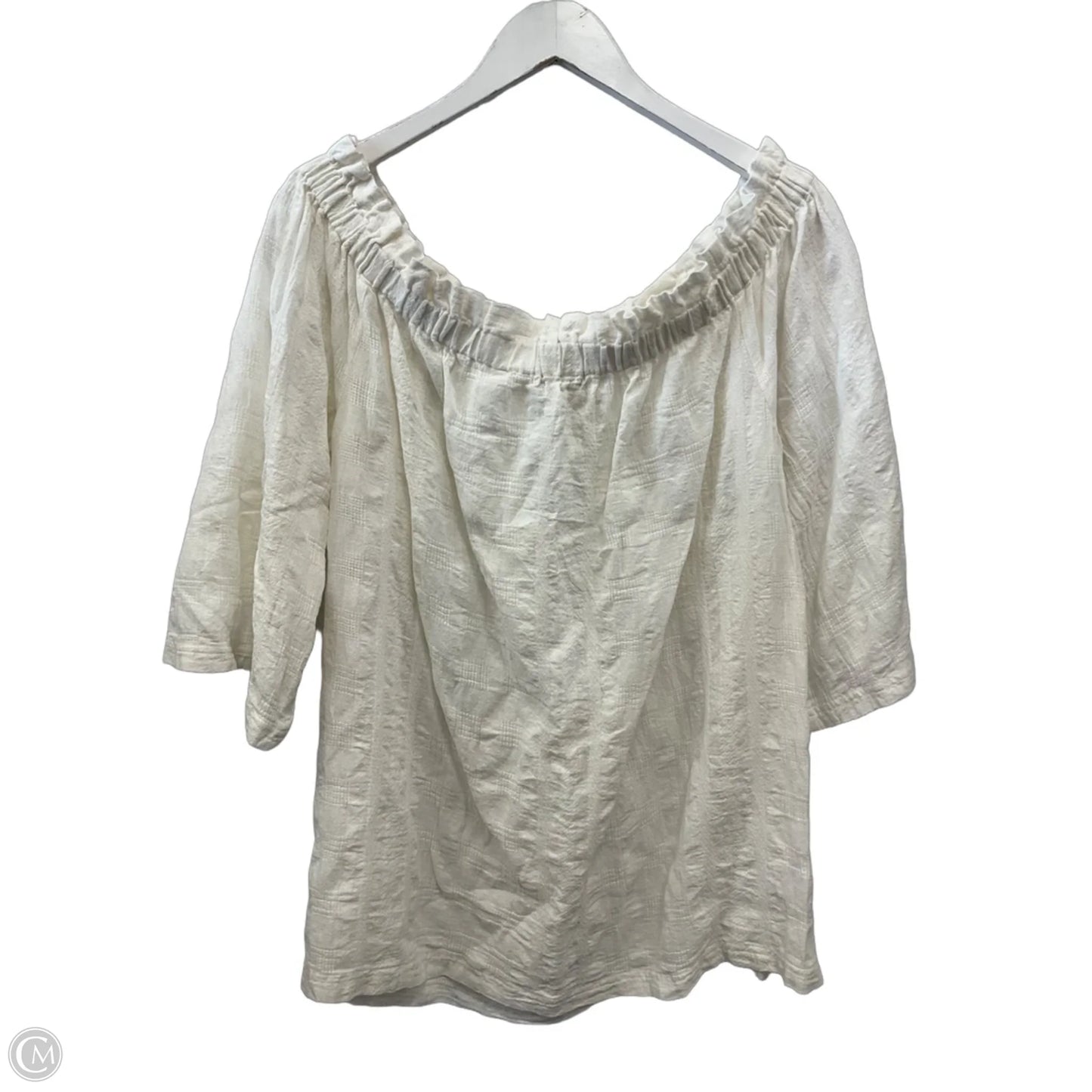 Top 3/4 Sleeve By Moon River In White, Size: L