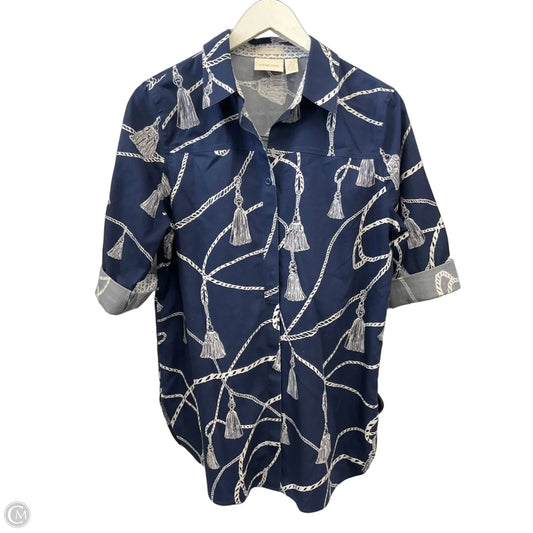 Top Short Sleeve By Chicos In Navy, Size: M