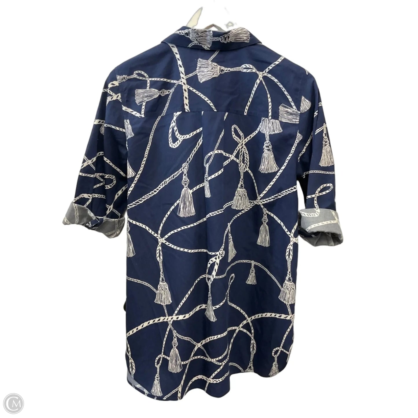 Top Short Sleeve By Chicos In Navy, Size: M