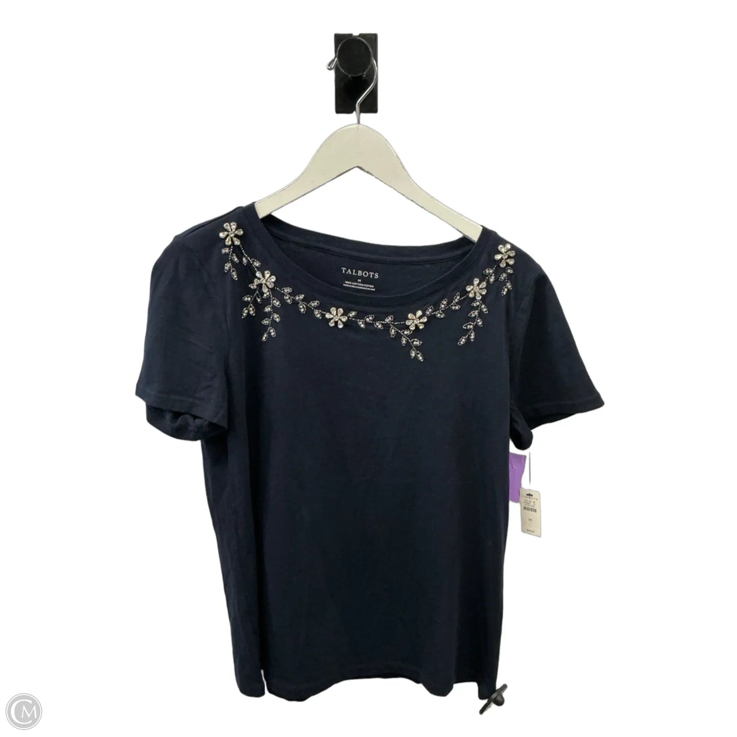 Top Short Sleeve By Talbots In Navy, Size: M